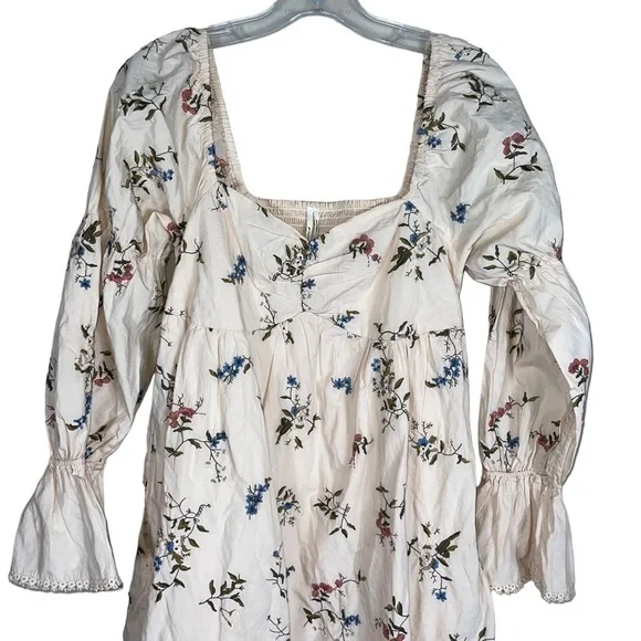 Anthropologie embroidered long sleeve mini floral peasant baby doll dress XS‎ - Picture 8 of 15
